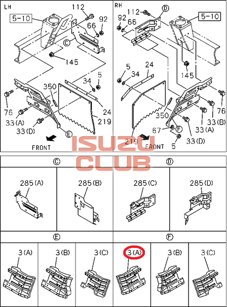 Схема Подкрылок кабины задний правый ISUZU NQR75/71 =Isuzu Original= *8970487283*