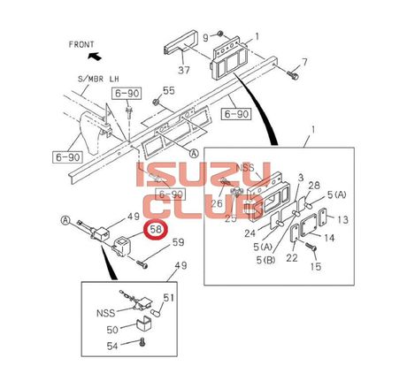 Схема Крышка фонаря подсветки номерного знака ISUZU N-F серии =Isuzu Original=*8970765901*