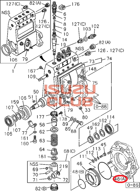 Схема Прокладка резиновая ТНВД передняя ISUZU NQR71 =Isuzu Original= *8970851130*