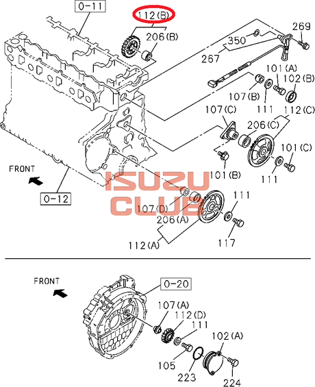 Схема Шестерня промежуточная Z=82 распредвала 4HF1/4HL1/4HG1/6HH1/6HL1 =Isuzu Original= *8970880552*
