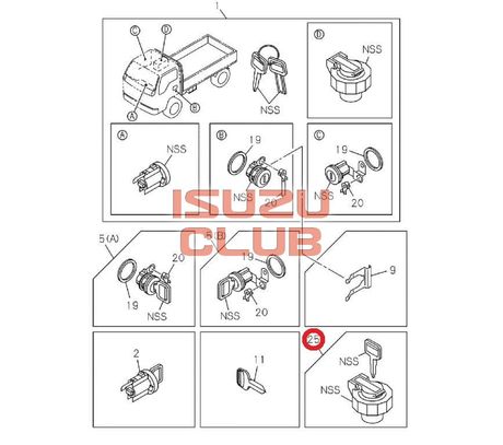 Схема Крышка топливного бака с замком ISUZU NQR71/NKR55 =Isuzu Original= *8970956862*