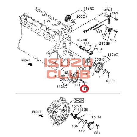 Схема Болт шестерни ГРМ двигателя 4HG1/4HK1 ISUZU (М14Х65 шестигранная головка) =Isuzu Original= *8971131670*