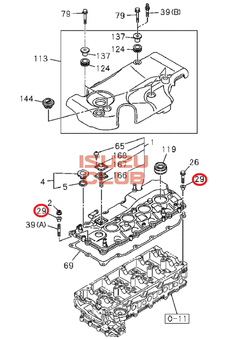 Схема Втулка болта клапанной крышки ISUZU NLR85/NMR85/Hitachi =Isuzu Original= *8973815240*