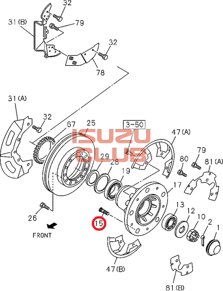 Схема Шпилька колеса передняя правая NPR75 (E5) =Isuzu Original= *8971684562*