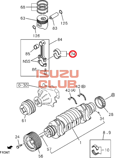 Схема Вкладыши шатуна ISUZU (ремонт 0,25) 4HG1 =Isuzu Original= *8971751270*