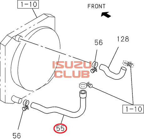 Схема Патрубок (шланг) радиатора подающий 4HG1-T ISUZU NQR71 =Isuzu Original= *8971773720*