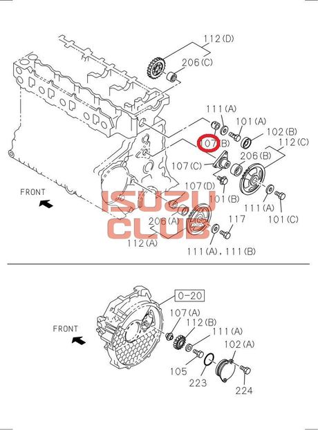 Схема Втулка ведущей шестерни ГРМ (B) двигателя 4HK1/4HE1/4HG1/6HK1 =Isuzu Original= *8971863981*