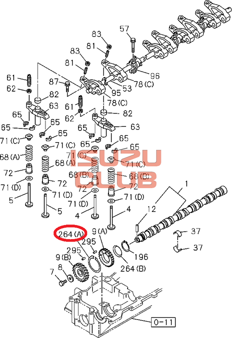Схема Пружина шестерни распредвала NPR75/NQR75 евро-3 =Isuzu Original= *8971901171*