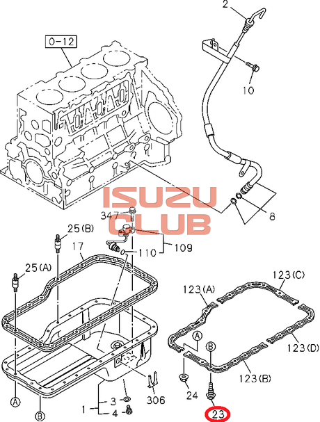 Схема Болт поддона ISUZU 4HG1/4HK1 =Isuzu Original= *8971903900*