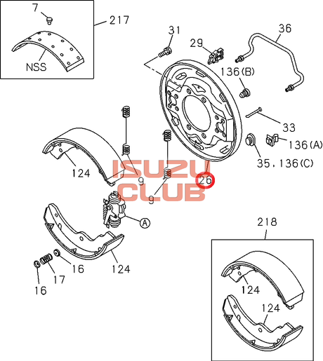 Схема Щит опорный заднего правого тормоза ISUZU NPR/NQR75/71 =Isuzu Original= *8972071570*