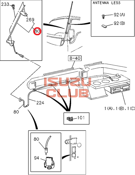 Схема Антенна механическая ISUZU NQR75/NQR71 =Isuzu Original= *8972115650*
