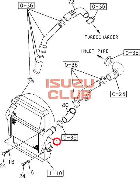Схема Радиатор интеркулера 4HK1-T ISUZU NQR75 =Isuzu Original= *8972183944*