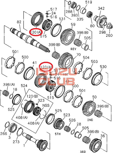 Схема Скользящая муфта синхронизатора КПП MYY5/MYY6/MZW6P ISUZU (2-3/1-R передачи) =Isuzu Original= *8972412961*