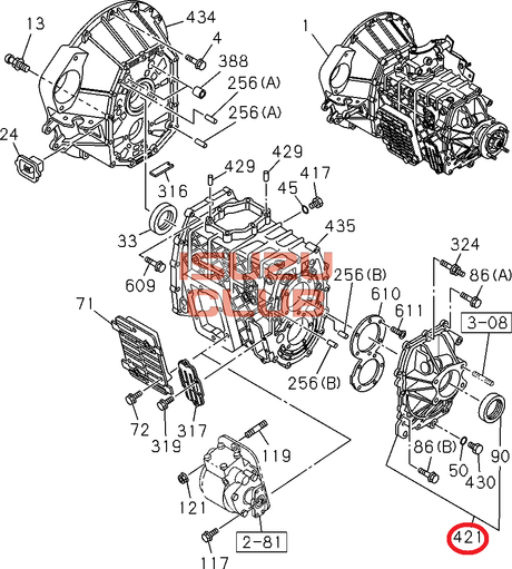 Схема Крышка задняя корпуса КПП MYY5М/MYY5Т =Isuzu Original= *8980200290*