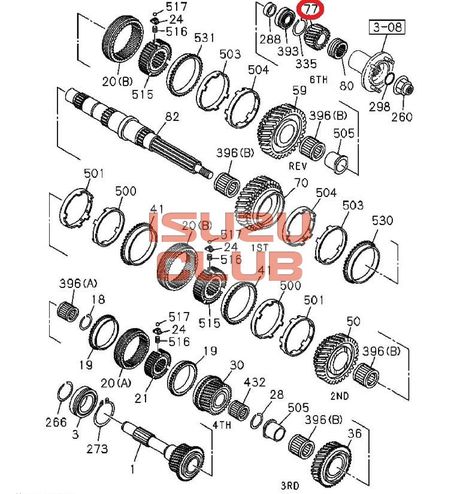 Схема Шестерня КПП MZZ6 ISUZU 6-й передачи =Isuzu Original= *8972526340*
