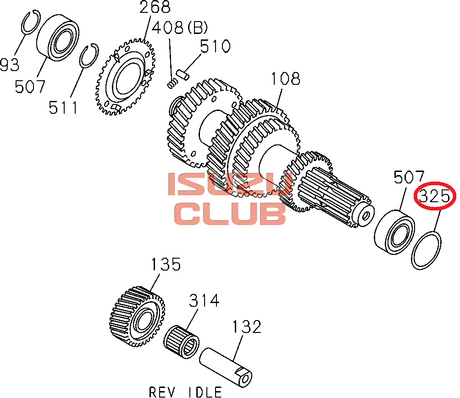 Схема Шайба регулировочная промежуточного вала ISUZU КПП MYY6/MYY5 =Isuzu Original= *8972526720*