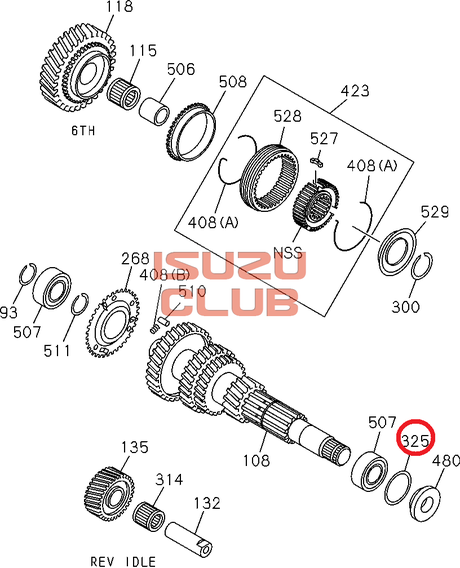 Схема Шайба регулировочная промежуточного вала ISUZU КПП MYY6/MYY5/MZZ6 =Isuzu Original= *8972526750*