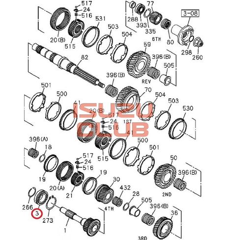 Схема Подшипник первичного вала ISUZU КПП MZZ6 =Isuzu Original= *8972530971*