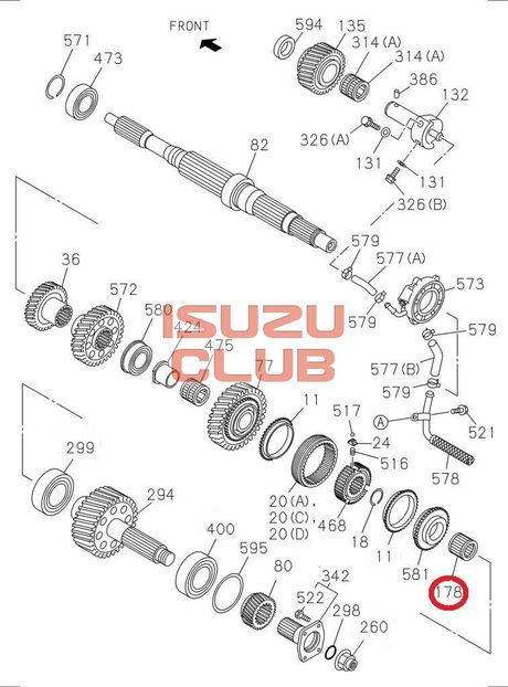 Схема Подшипник КПП вторвала игольчатый MZZ6F/MZW6P ISUZU =Isuzu Original= *8972530991*