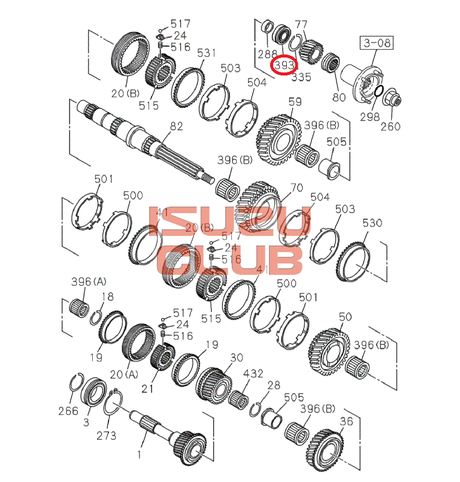 Схема Подшипник вторичного вала задний ISUZU КПП MZZ6 =Isuzu Original= *8972531040*