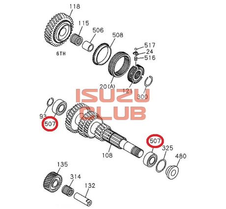 Схема Подшипник КПП MZZ6 ISUZU промежуточного вала =Isuzu Original= *8972531060*