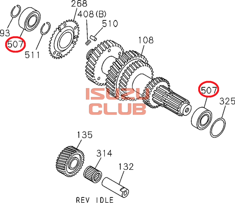 Схема Подшипник промвала ISUZU КПП MYY5T/MYY6S =Isuzu Original= *8972531070*