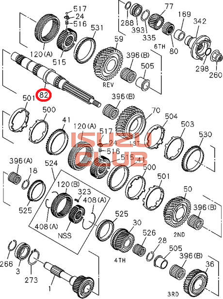 Схема Вторвал (вал вторичный)ISUZU КПП MYY6S =Isuzu Original= *8972531163*