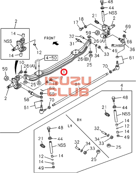 Схема Балка ISUZU NMR85 передняя =Isuzu Original= *8972620004*