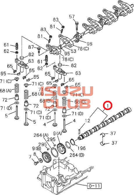Схема Распредвал (вал распределительный) двигатель 4HK1-T =Isuzu Original= *8972621660*