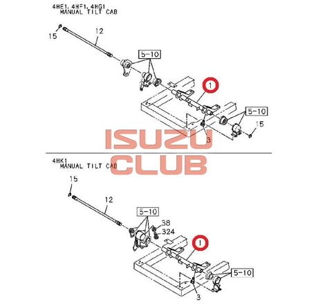 Схема Корпус вала торсиона кабины ISUZU NQR75/NQR71 =Isuzu Original= *8973284861*