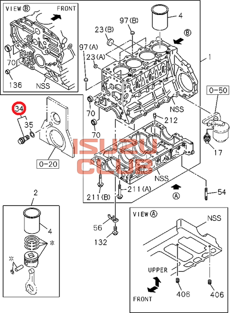 Схема Клапан масляный редукционный ISUZU 4HG1/4HE1/4НК1 =Isuzu Original= *8973288590*