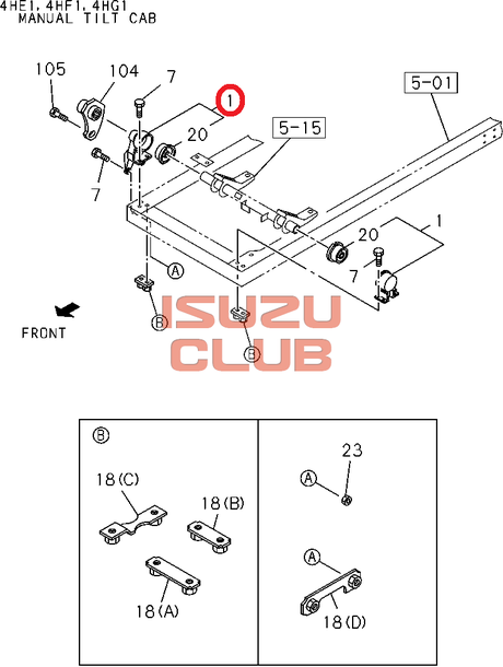 Схема Опора торсиона кабины ISUZU NQR75 правая =Isuzu Original= *8973301441*
