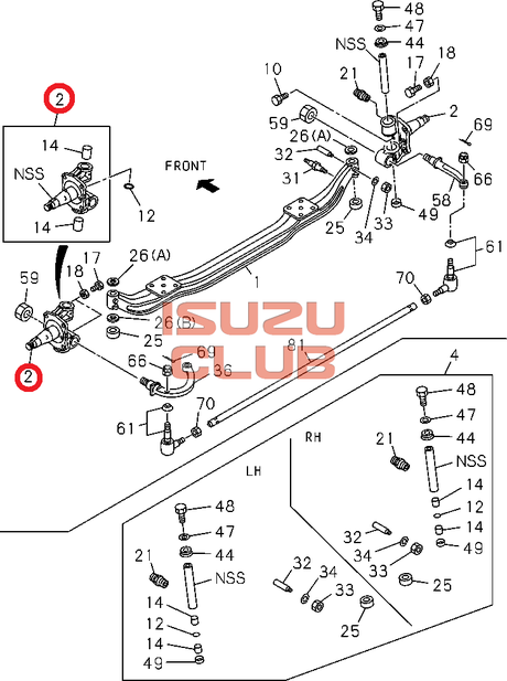 Схема Кулак поворотный левый (цапфа) ISUZU NQR75/NQR71 =Isuzu Original= *8973496841*