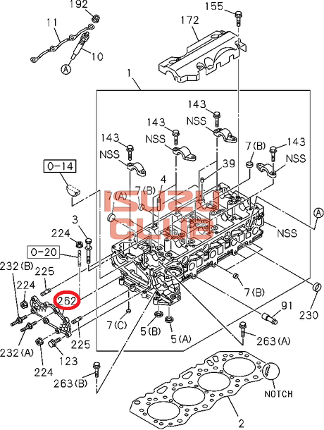 Схема Крышка ГБЦ передняя NMR85/NLR85 двигатель 4JJ1 =Isuzu Original= *8973555164*