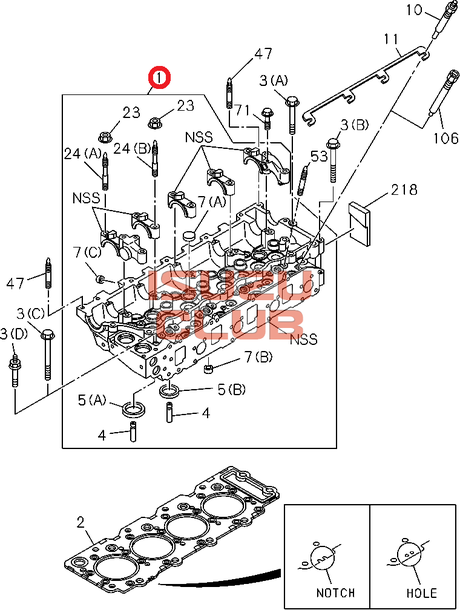 Схема ГБЦ ISUZU 4HG1 NQR71 =Isuzu Original= *8973583682*