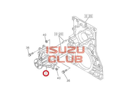 Схема Насос системы охлаждения (помпа) 4HK1 ISUZU NQR90/FSR90/NPR75/NQR75 =Isuzu Original= *5876100891*