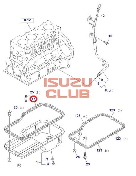 Схема Прокладка поддона картера ISUZU/HITACHI 4HK1/4GH1 =Isuzu Original= *8973643860*