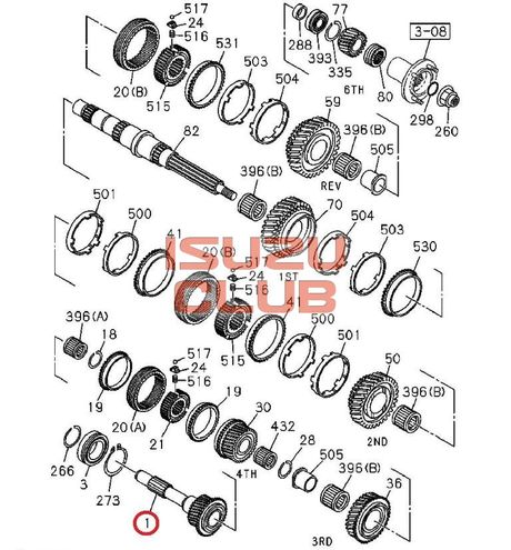 Схема Вал первичный КПП MZZ6 ISUZU NQR71/75/90 =Isuzu Original= *8973710900*