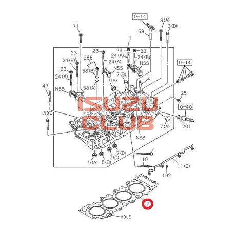 Схема Прокладка ГБЦ двигатель 4HK1 (Т=1.575) ISUZU NQR75/90/NPR75 =Isuzu Original= *8973754350*