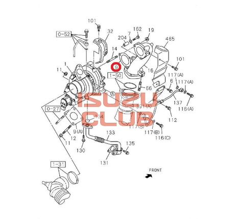 Схема Прокладка турбины выпускная 3-отверстия 4HK1 (E4) NPR75/FSR90/NQR90 =Isuzu Original= *8973767580*