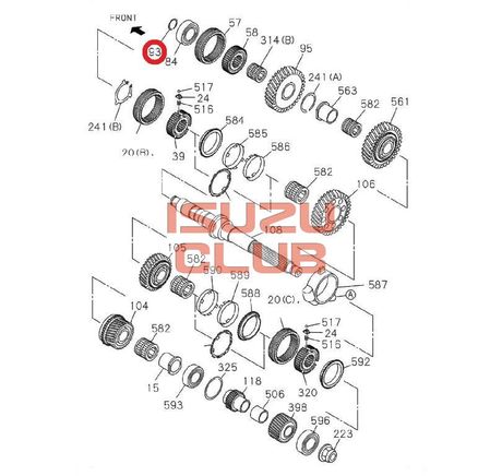Схема Кольцо стопорное подшипника промвала КПП MZW6P =Isuzu Original= *8973779580*
