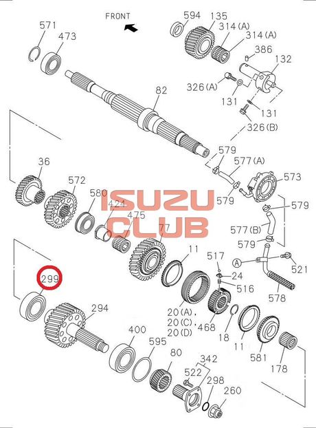 Схема Подшипник вторвала передний КПП ISUZU FSR90 =Isuzu Original= *8973779700*