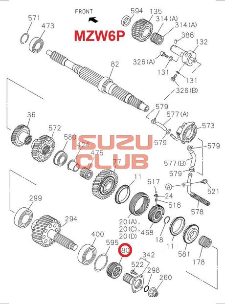 Схема Шестерня спидометра ISUZU КПП MZW6P =Isuzu Original= *8973779781*