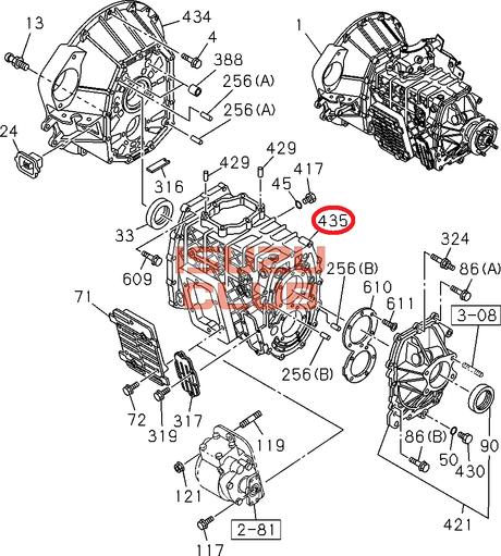 Схема Корпус КПП MYY5 NMR85/NLR85/NQR71/NQR75 =Isuzu Original= *8973793751*