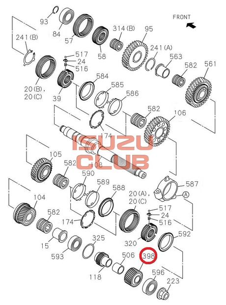 Схема Шестерня выходная Z=22 промвала ISUZU FSR90 =Isuzu Original= *8973805680*