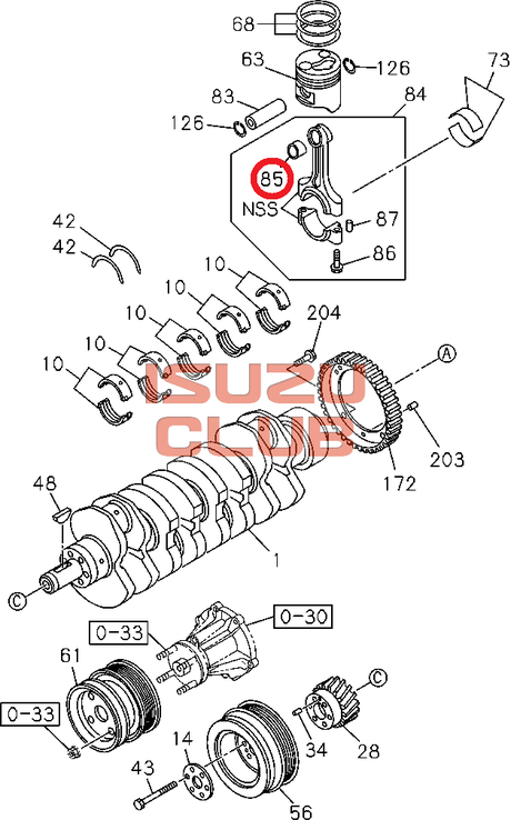 Схема Втулка шатуна пальца поршня 4JJ1 ISUZU/HITACHI NLR85/NMR85 =Isuzu Original= *8973830660*