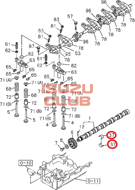 Схема Вкладыш распредвала узкий B=16 ISUZU/HITACHI мотор 4HG1/4HЕ1/4НК1/6НЕ1/6HK1 =Isuzu Original= *8973861890*