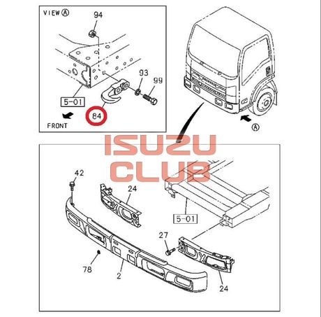 Схема Крюк буксировочный передний/задний ISUZU модель NQR90/NPR75/NMR85 =Isuzu Original= *8973876650*