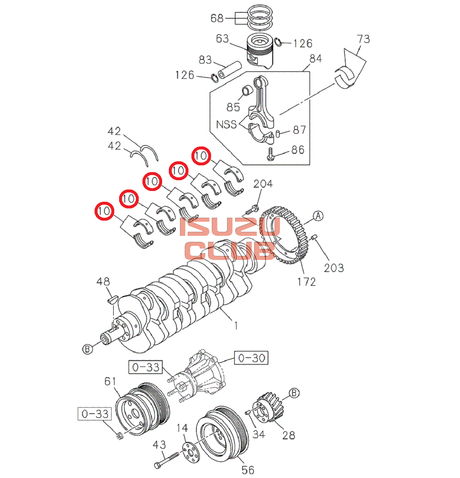 Схема Вкладыши коренные (группа 4) 4JJ1 ISUZU/HITACHI =Isuzu Original=*8973879670*