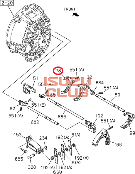 Схема Вилка переключения заднего хода КПП FSR90 MZW6P =Isuzu Original= *8973889751*